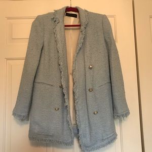 Zara Baby Blue Tweed Blazer